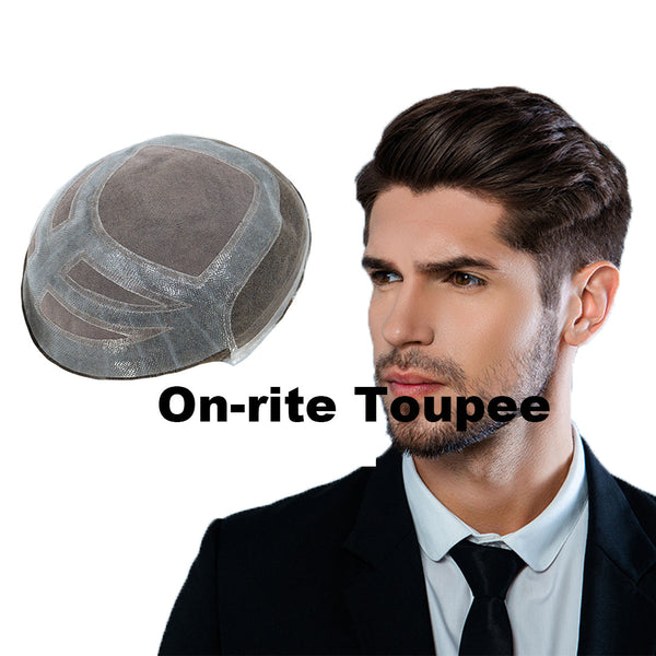 On-Rite Toupee for Men丨 Fine Mono with Lace Front and Skin Stock Hairpieces for Men Brilliantwigs