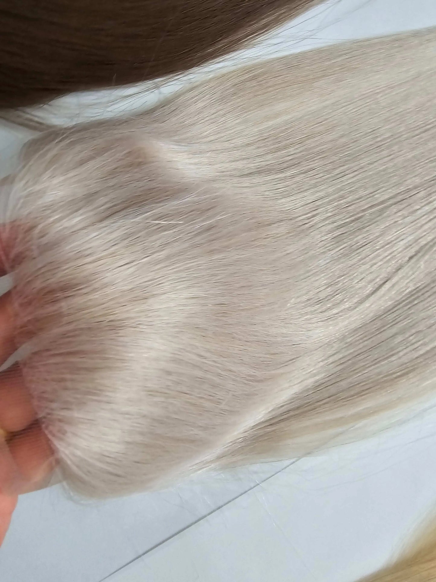 4.75x2" PU Base with 2x8“ Swiss Lace Frontal Virgin Human Hair Topper Full Hand Tied 150% Density