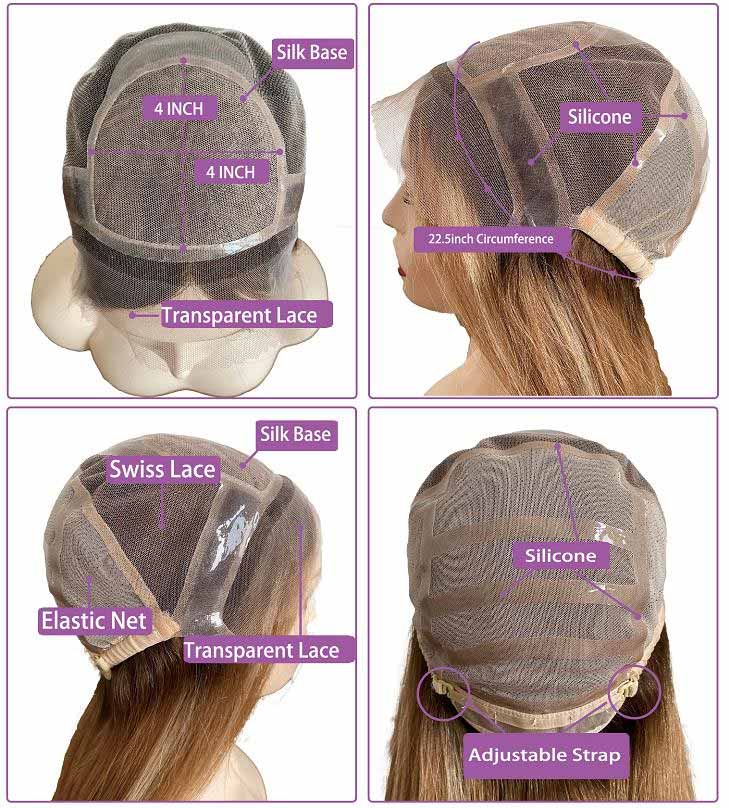 4x4"silk top,medical silicone,lace front cap