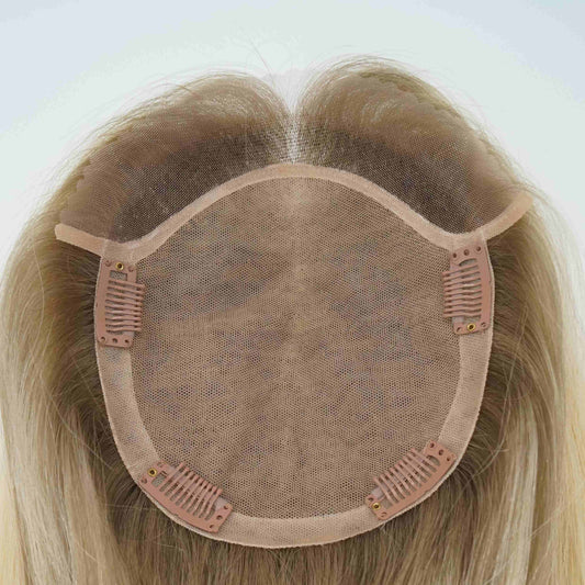 European Hair Topper 6x6.5 inch Full Silk Base Lace Front 100% Hand Tied
