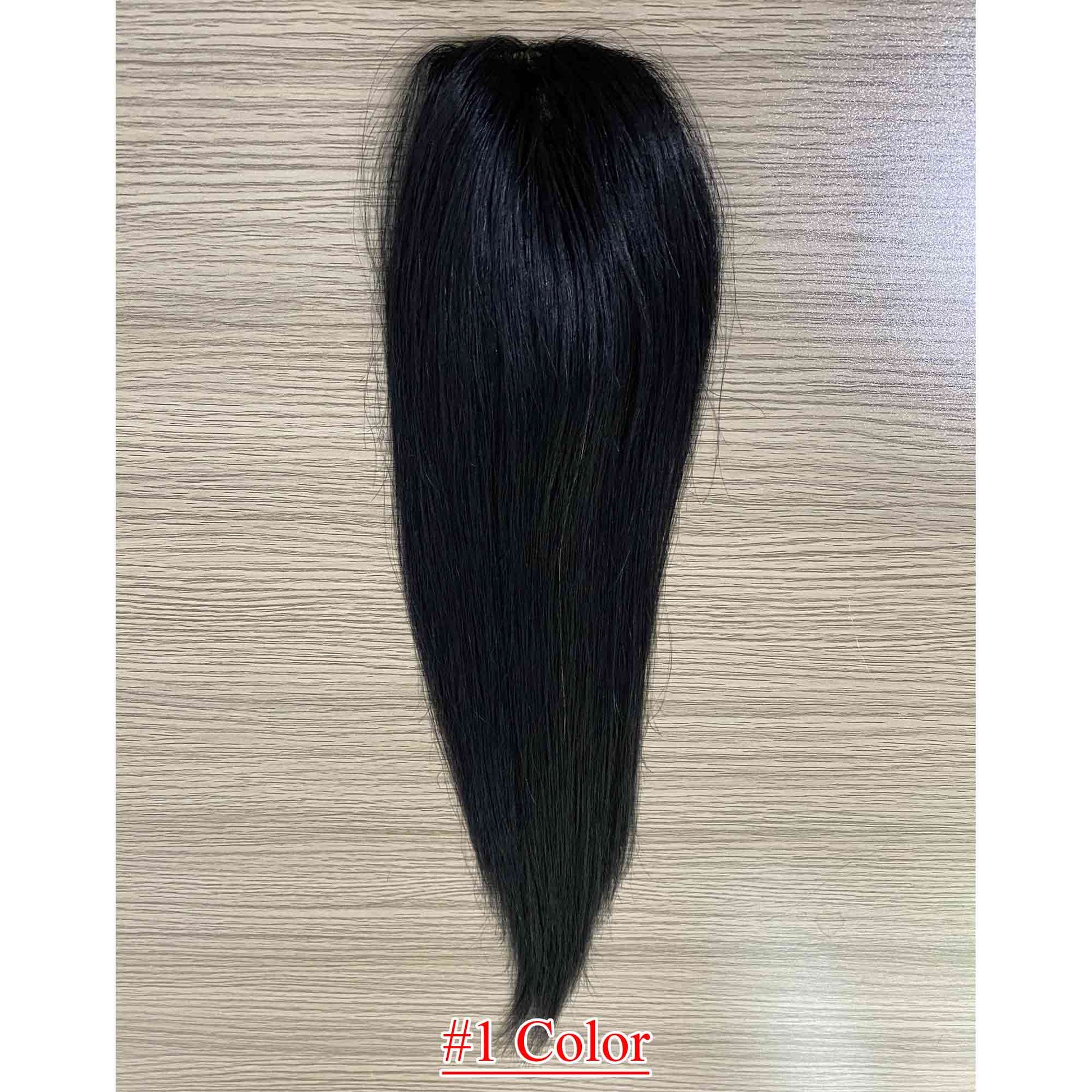 4.75x2 inch PU Base Remy Human Hair Topper Full Hand Tied 150% Density - Brilliantwigs