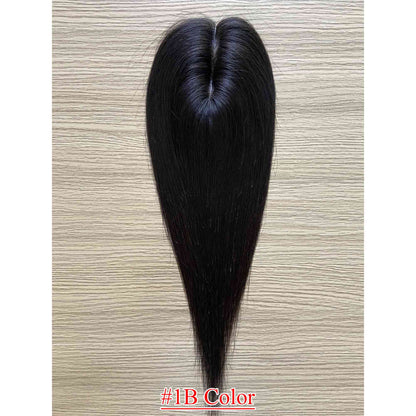 4.75x2 inch PU Base Remy Human Hair Topper Full Hand Tied 150% Density - Brilliantwigs