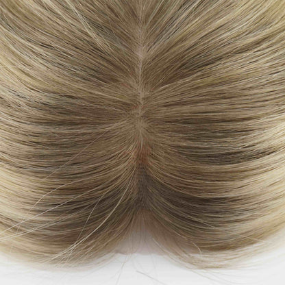 European Hair Topper 6x6.5 inch Full Silk Base Lace Front 100% Hand Tied