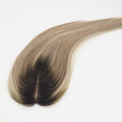 European Hair Topper 5x3 inch Full Silk Base Small Size 100% Hand Tied - Brilliantwigs
