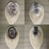 5x3 inch Hand Tied MONO Base Virgin Human Hair Topper