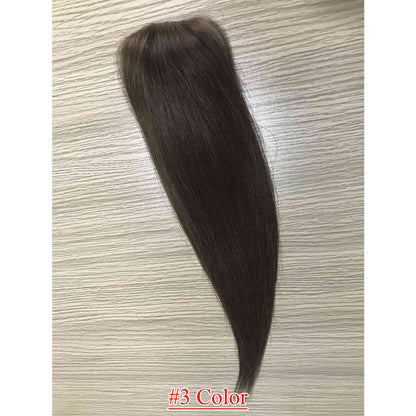 4.75x2 inch PU Base Remy Human Hair Topper Full Hand Tied 150% Density - Brilliantwigs