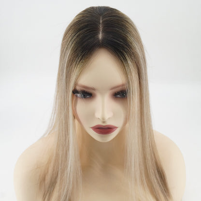 European Hair Topper 5x3 inch Full Silk Base Small Size 100% Hand Tied - Brilliantwigs