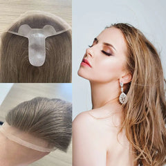 Mini Size Remy Human Hair Topper PU Base with Swiss Lace