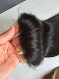 4.75x2" PU Base with 2x8“ Swiss Lace Frontal  Virgin Human Hair Topper Full Hand Tied 150% Density