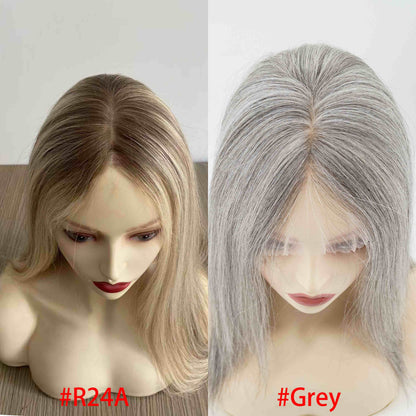 European Hair 4x4” Silk Top with Wefted Back Medical Silicone Wig - Brilliantwigs