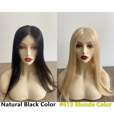 4x4” Silk Top Virgin Hair Wig with Wefted Back  Medical Silicone Wig