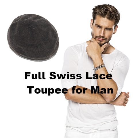 Full Swiss Lace Toupee for Men丨 Stock Full Swiss Lace Hairpieces for Men
