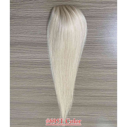 4.75x2 inch PU Base Remy Human Hair Topper Full Hand Tied 150% Density - Brilliantwigs