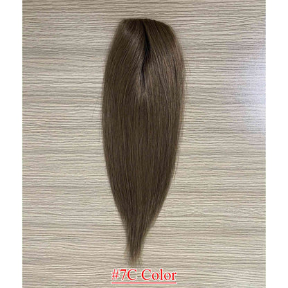 4.75x2 inch PU Base Remy Human Hair Topper Full Hand Tied 150% Density - Brilliantwigs