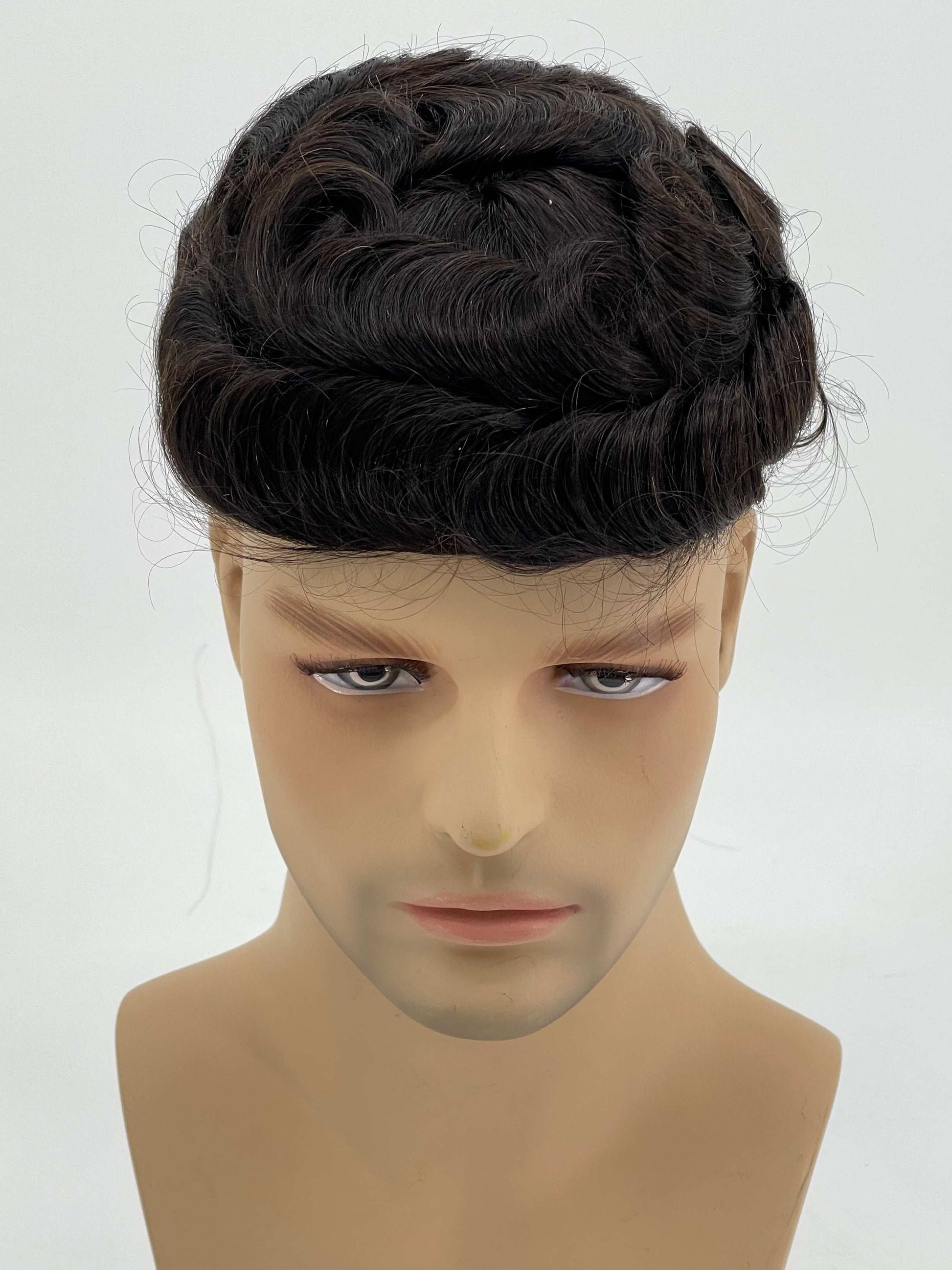 FineMono Toupee for Men Mono Base PU Round European Human hair
