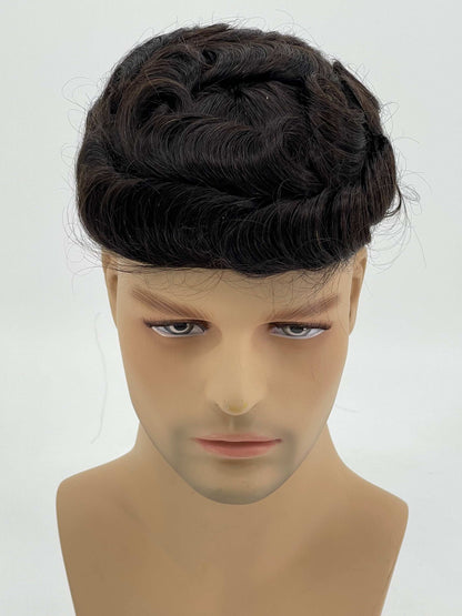 FineMono Toupee for Men Mono Base PU Round European Human hair