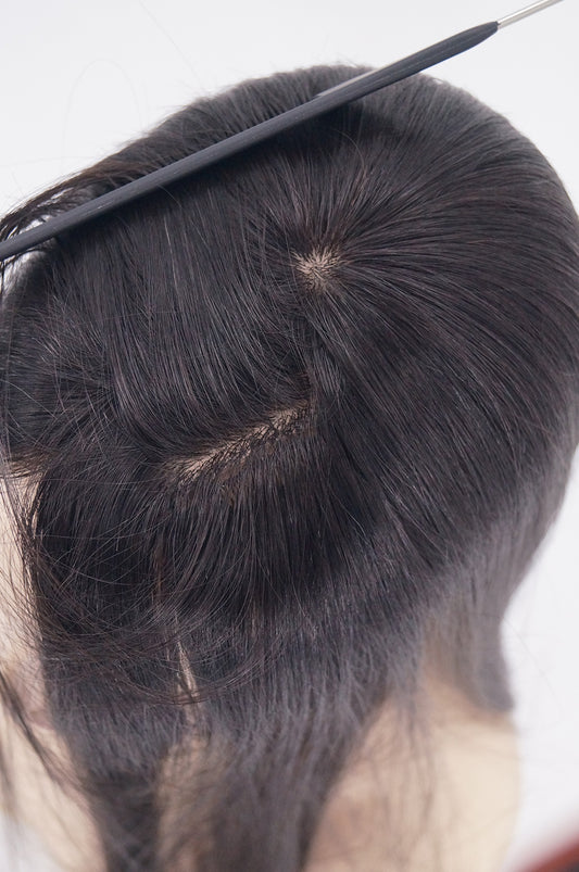 6x6 inch Silk Part Hair Integration System Fish Net Topper for Women 100% Hand Tied - Brilliantwigs