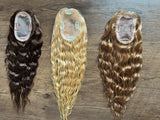 European Hair Topper Loose Wave 5x3 inch Hand Tied MONO Base