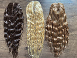 European Hair Topper Loose Wave 5x3 inch Hand Tied MONO Base