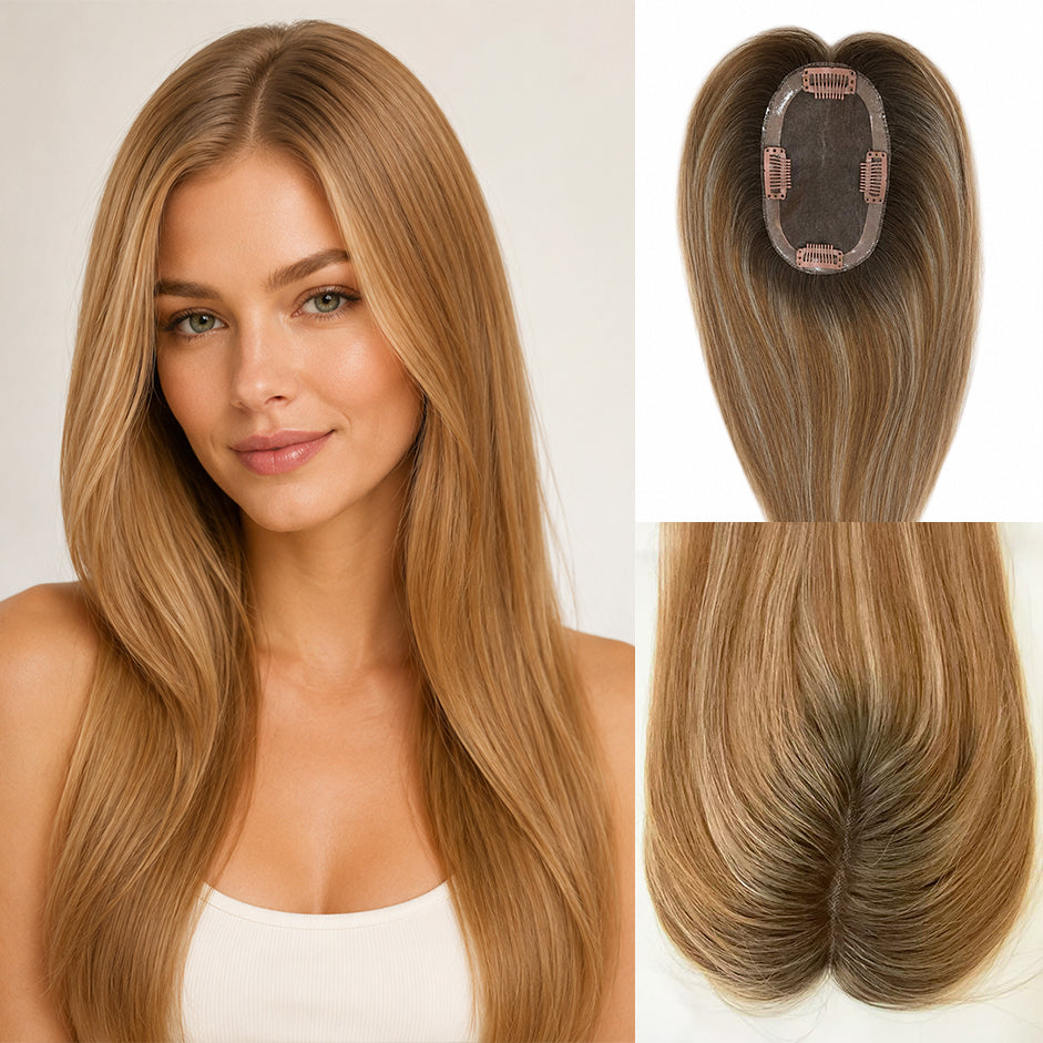 European Hair 5x3 inch Hand Tied MONO Base Hair Topper - Brilliantwigs