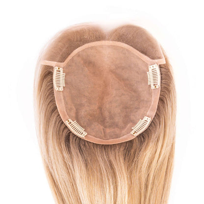 European Hair Topper 6x6.5 inch Full Silk Base Lace Front 100% Hand Tied - Brilliantwigs