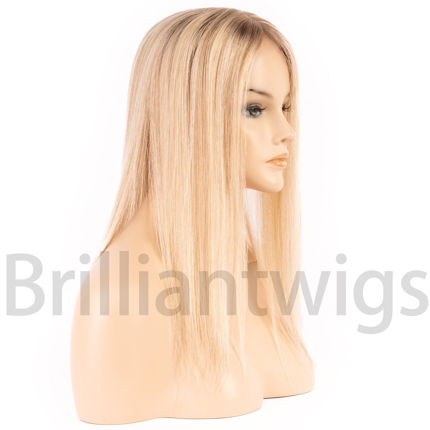 European Hair Topper 6x6.5 inch Full Silk Base Lace Front 100% Hand Tied - Brilliantwigs