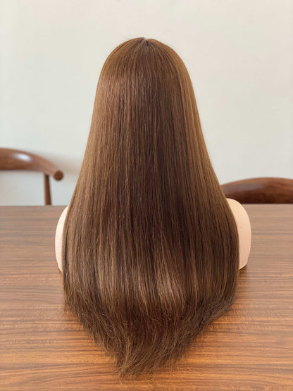 13x4" Lace Front Wig with Wefted back 100% Real Virgin Remy Human Hair Jewish Wig without Silk Part