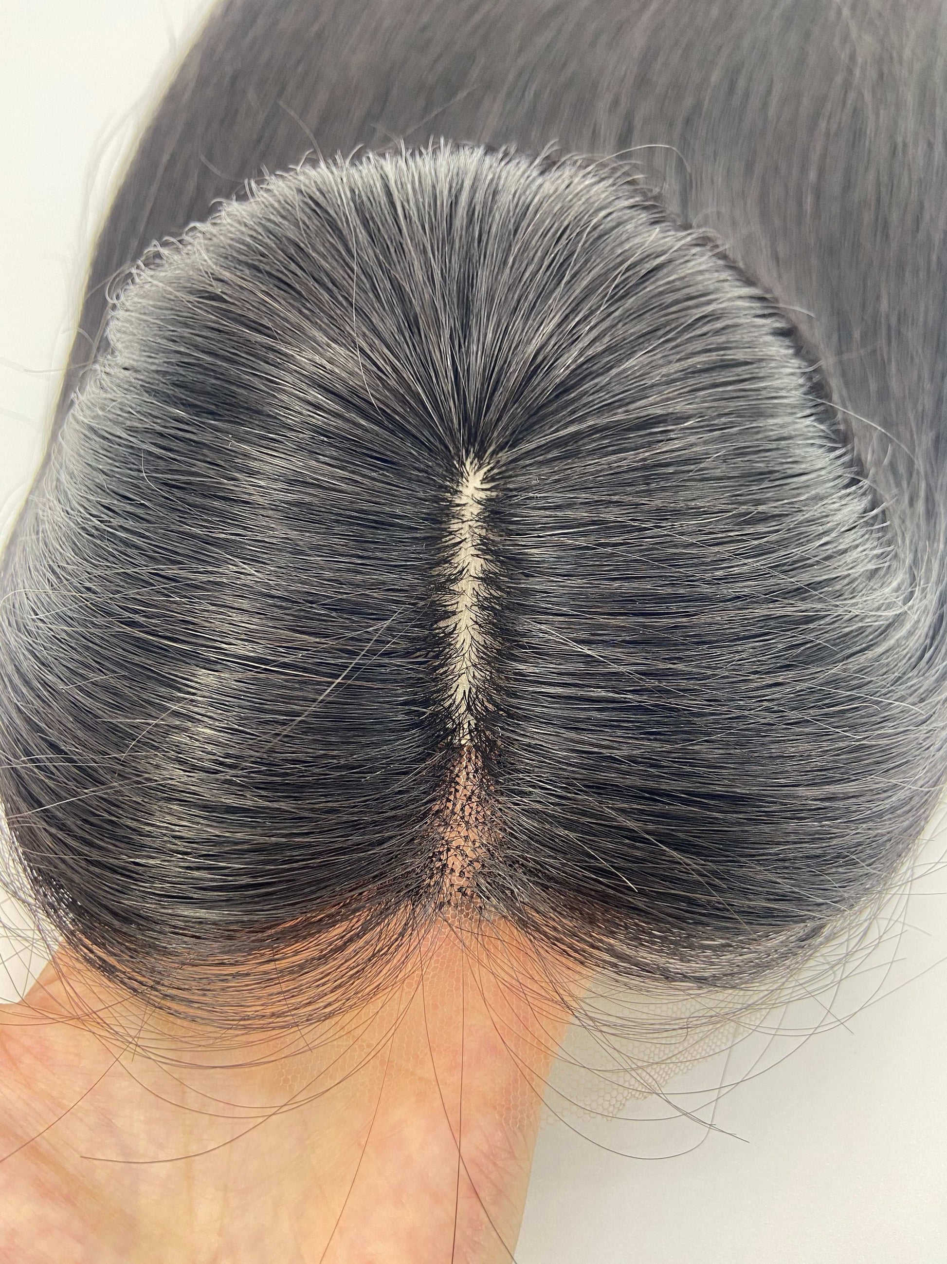 Lace Front 8x8" Silk Top with Wefted Back Base Virgin Human Hair Topper Natural Looking