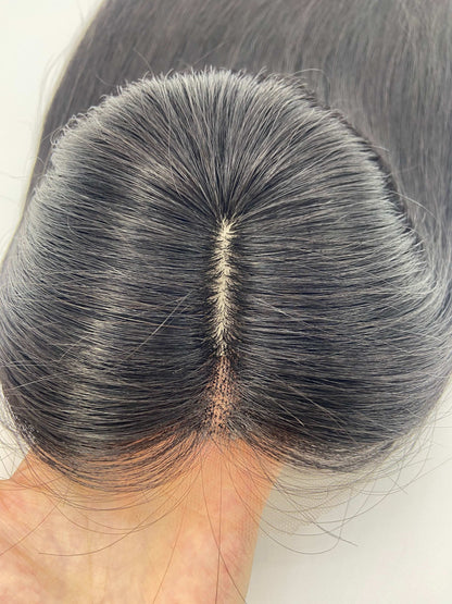 Lace Front 8x8" Silk Top with Wefted Back Base Virgin Human Hair Topper Natural Looking
