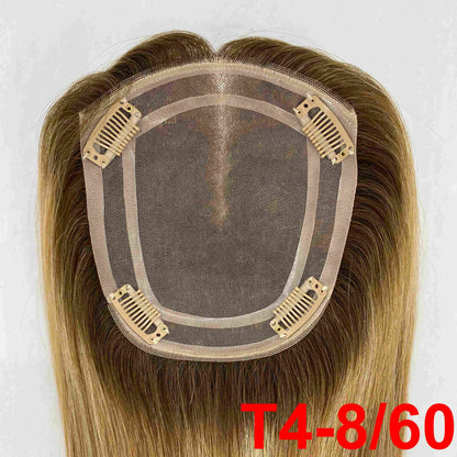 European Hair Topper 5x6 inch Mono Base Pu Around 100% Full Hand Tied