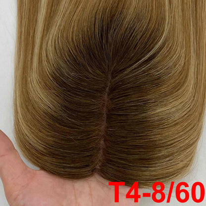 European Hair Topper 5x6 inch Mono Base Pu Around 100% Full Hand Tied