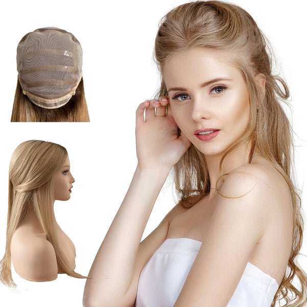 Medical Silicone Wig 4"x4" Silk Top Full Lace Cap 100% Virgin Human Hair Full Hand Tied Kosher Jewish Wig