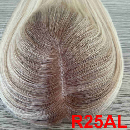 European Hair Topper 5x6 inch Mono Base Pu Around 100% Full Hand Tied