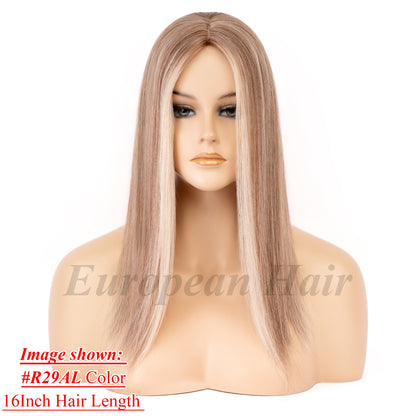European Hair 8x8 inch Silk Top with Weft Base Hair Topper Best Choice Natural Looking