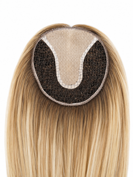 European Hair Integration System 6x6 inch Silk Part Fish Net Topper for Women 100% Hand Tied