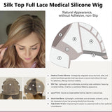 Medical Silicone Wig 4"x4" Silk Top Full Lace Cap 100% Virgin Human Hair Full Hand Tied Kosher Jewish Wig