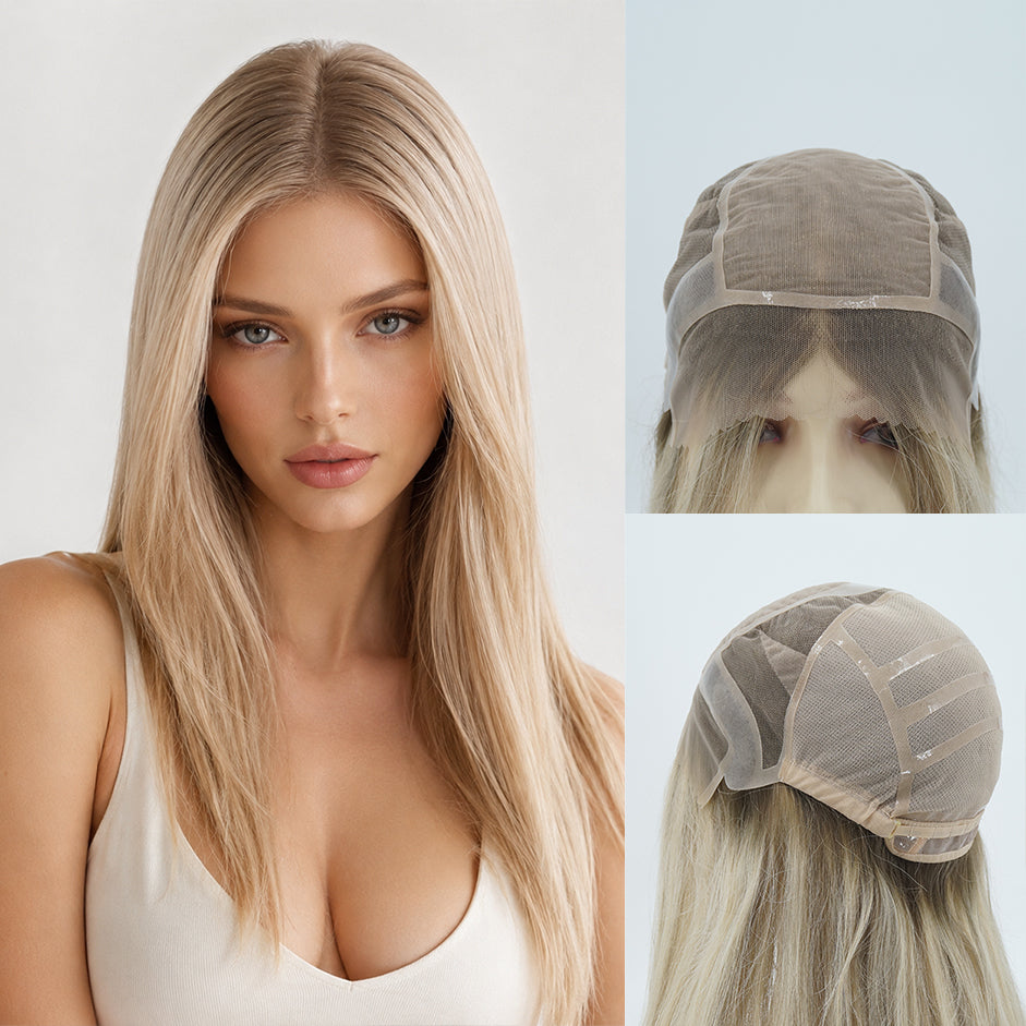 European Hair Silicone Medical Wig 4x4inch Silk Top Full Lace Cap Full Hand Tied - Brilliantwigs