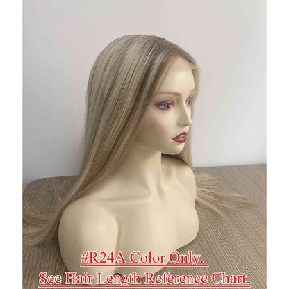 4x4inch Silk Top Full Lace Cap Medical Silicone Wig 100% Remy Human Hair Full Hand Tied - Brilliantwigs