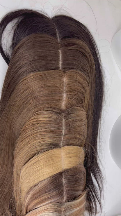 6x7 inch Full Silk Base Remy Human Hair Topper 100% Hand Tied