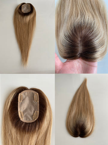 5"x 3" Full Silk Base Virgin Human Hair Topper 100% Hand Tied